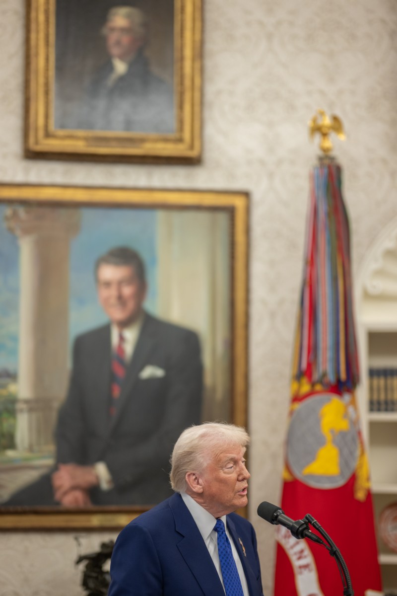 President Donald J. Trump speaks before Tulsi Gabbard is sworn in as the Director of National Intelligence in the Oval Office of the White House, Wednesday, February 12, 2025. (Official White House Photo by Daniel Torok)President Donald J. Trump congratulates Tulsi Gabbard after she was sworn in as the Director of National Intelligence in the Oval Office of the White House, Wednesday, February 12, 2025. (Official White House Photo by Daniel Torok)President Donald J. Trump with Tulsi Gabbard after she was sworn in as the Director of National Intelligence in the Oval Office of the White House, Wednesday, February 12, 2025. (Official White House Photo by Daniel Torok)Attorney General Pam Bondi swears in Tulsi Gabbard as the Director of National Intelligence in the Oval Office, Wednesday, February 12, 2025. (Official White House Photo by Daniel Torok) (Official White House Photo by Daniel Torok)