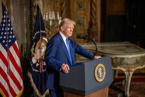 President Donald Trump takes questions after signing Executive Orders, Tuesday, February 18, 2025, at his Mar-a-Lago resort in Palm Beach, Florida. (Official White House Photo by Daniel Torok)

President Donald Trump signs Executive Orders, Tuesday, February 18, 2025, at his Mar-a-Lago resort in Palm Beach, Florida. (Official White House Photo by Daniel Torok)
