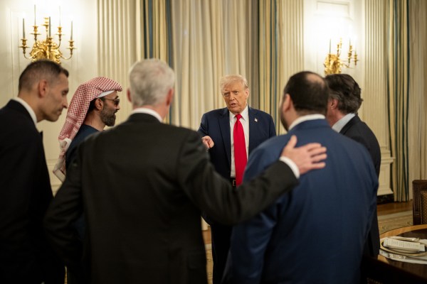 President Donald Trump meets with Sheikh Tahnoon bin Zayed Al Nahyan, Tuesday, March 18, 2025. (Official White House Photo by Daniel Torok)