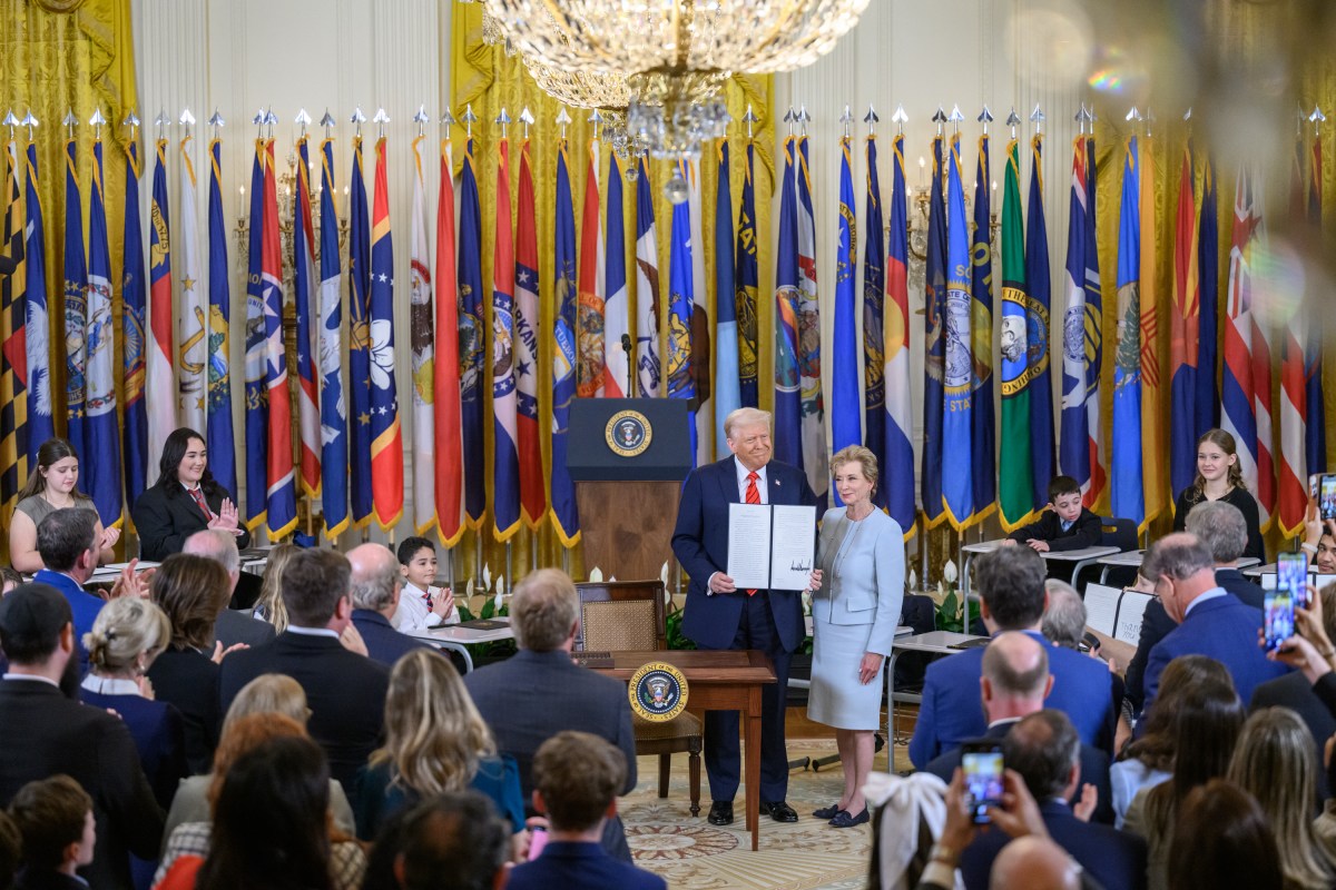President Donald Trump signs an Executive Order to dismantle the Department of Education, Thursday, March 20, 2025, in the East Room of the White House. (Official White House Photo by Molly Riley)