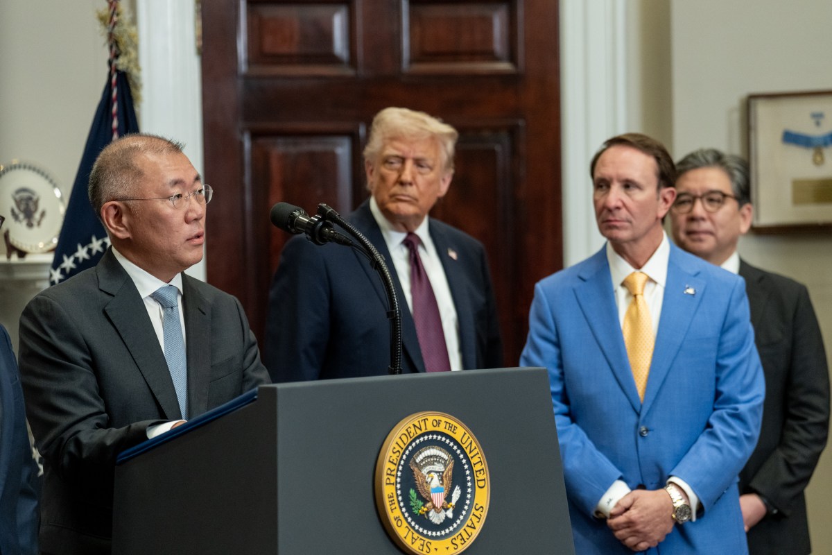 President Donald Trump and Louisiana Governor Jeff Landry speak in the Roosevelt Room alongside Hyundai executive chairman Eui Sun Chung, Monday, March 24, 2025. (Official White House Photo by Joyce N. Boghosian)