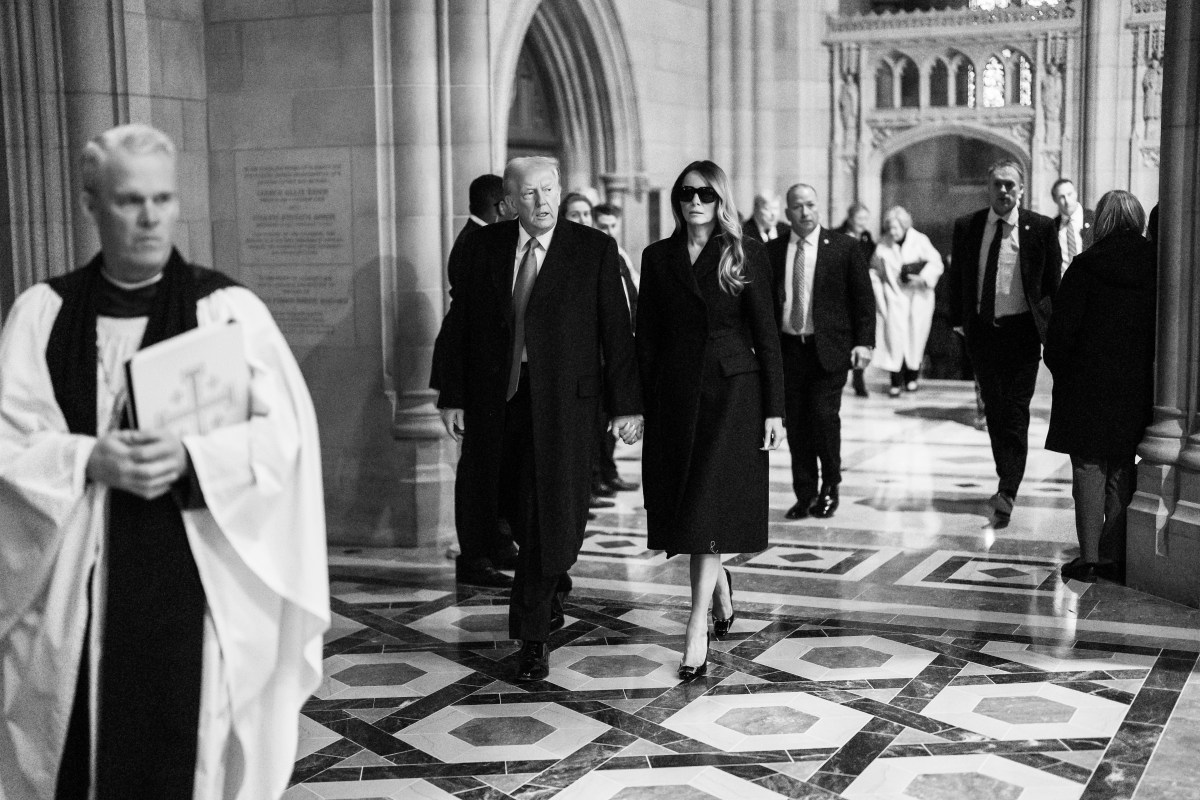 President Donald J. Trump and First Lady Melania Trump arrive at the national prayer service at Washington National Cathedral, Jan. 21, 2025. (Official White House Photo by Andrea Hanks)
