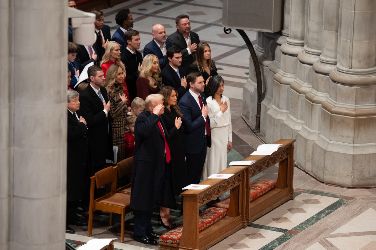 President Donald J. Trump, First Lady Melania Trump, Vice President J.D. Vance and Second Lady Usha Vance attend the national prayer service at the Washington National Cathedral, Jan. 21, 2025. (Official White House Photo by Andrea Hanks)