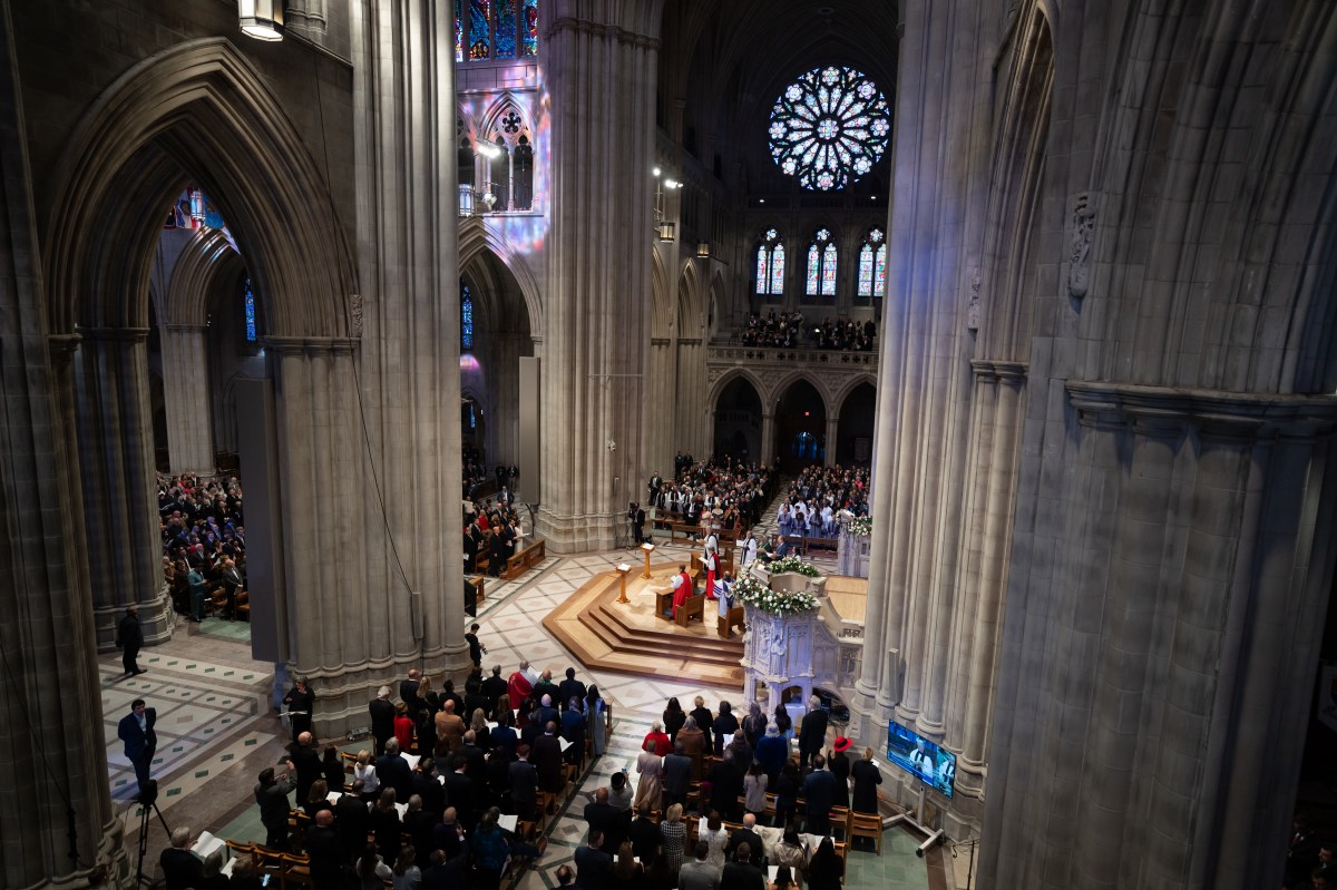 President Donald J. Trump, First Lady Melania Trump, Vice President J.D. Vance and Second Lady Usha Vance attend the national prayer service at the Washington National Cathedral, Jan. 21, 2025. (Official White House Photo by Andrea Hanks)