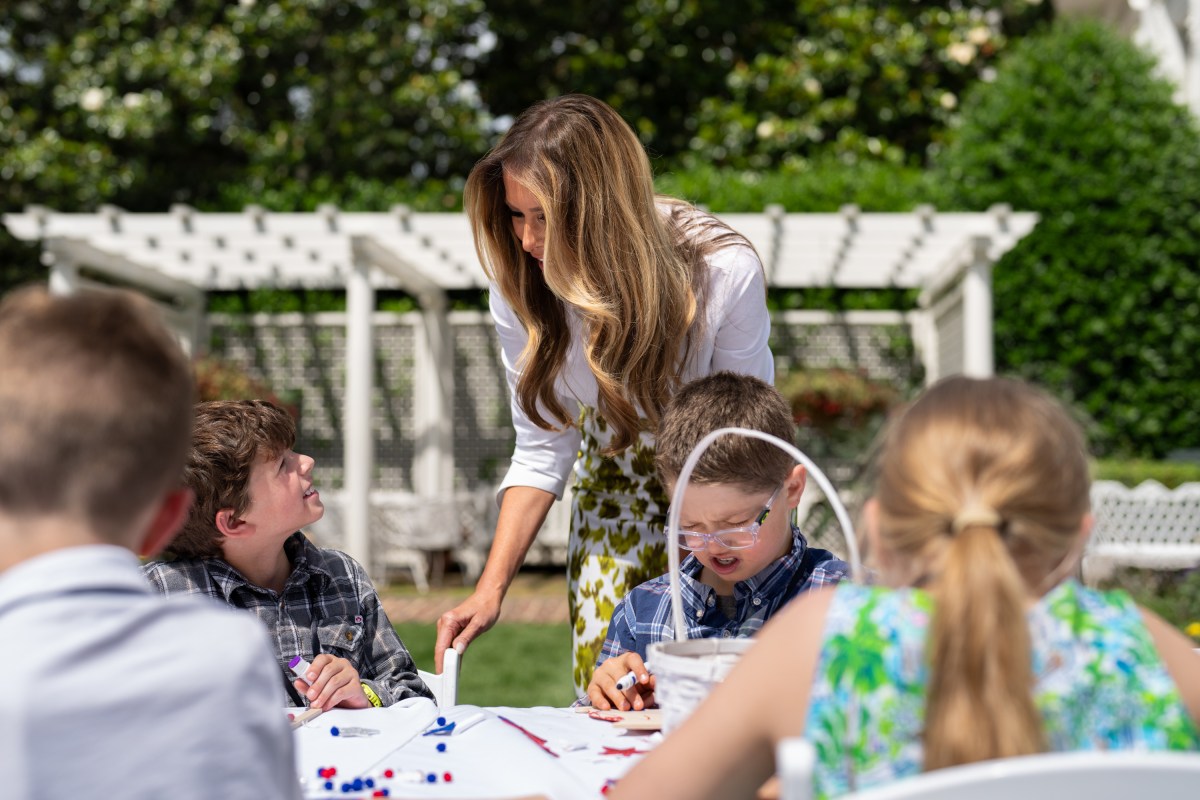 First Lady Melania Trump greets parents and children participating in Take Our Sons and Daughters to Work Day, Tuesday, May 20, 2025, on the South Lawn of the White House. (Official White House Photo by Andrea Hanks)