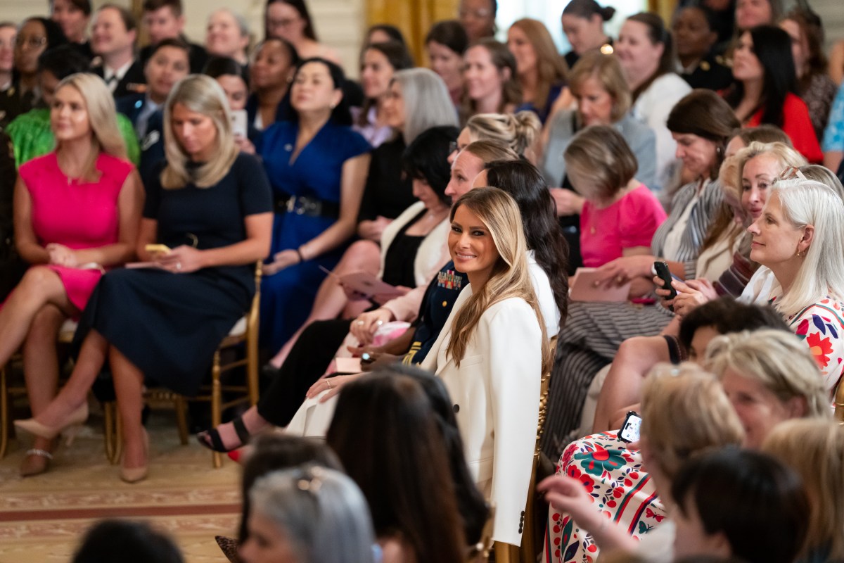 First Lady Melania Trump and President Donald Trump host a Celebration for Military Mothers event in the East Room, Thursday, May 8, 2025, at the White House. (Official White House Photo by Andrea Hanks)