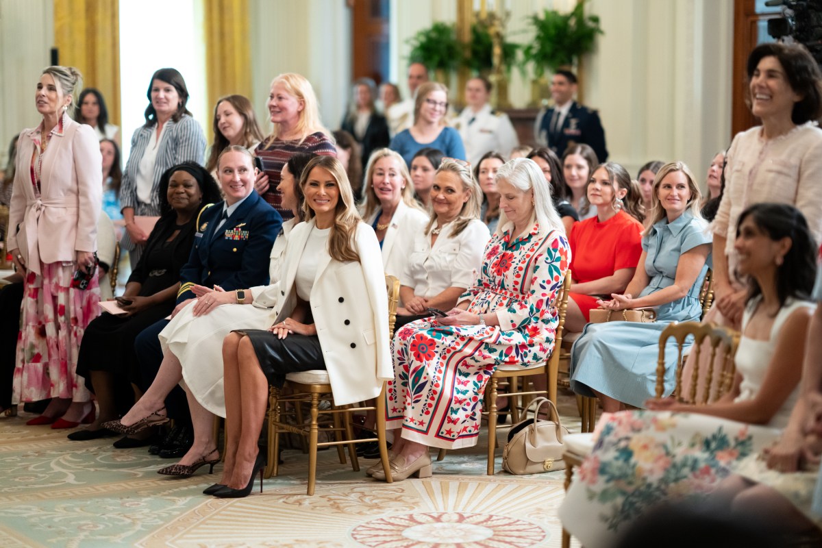 First Lady Melania Trump and President Donald Trump host a Celebration for Military Mothers event in the East Room, Thursday, May 8, 2025, at the White House.(Official White House Photo by Andrea Hanks)