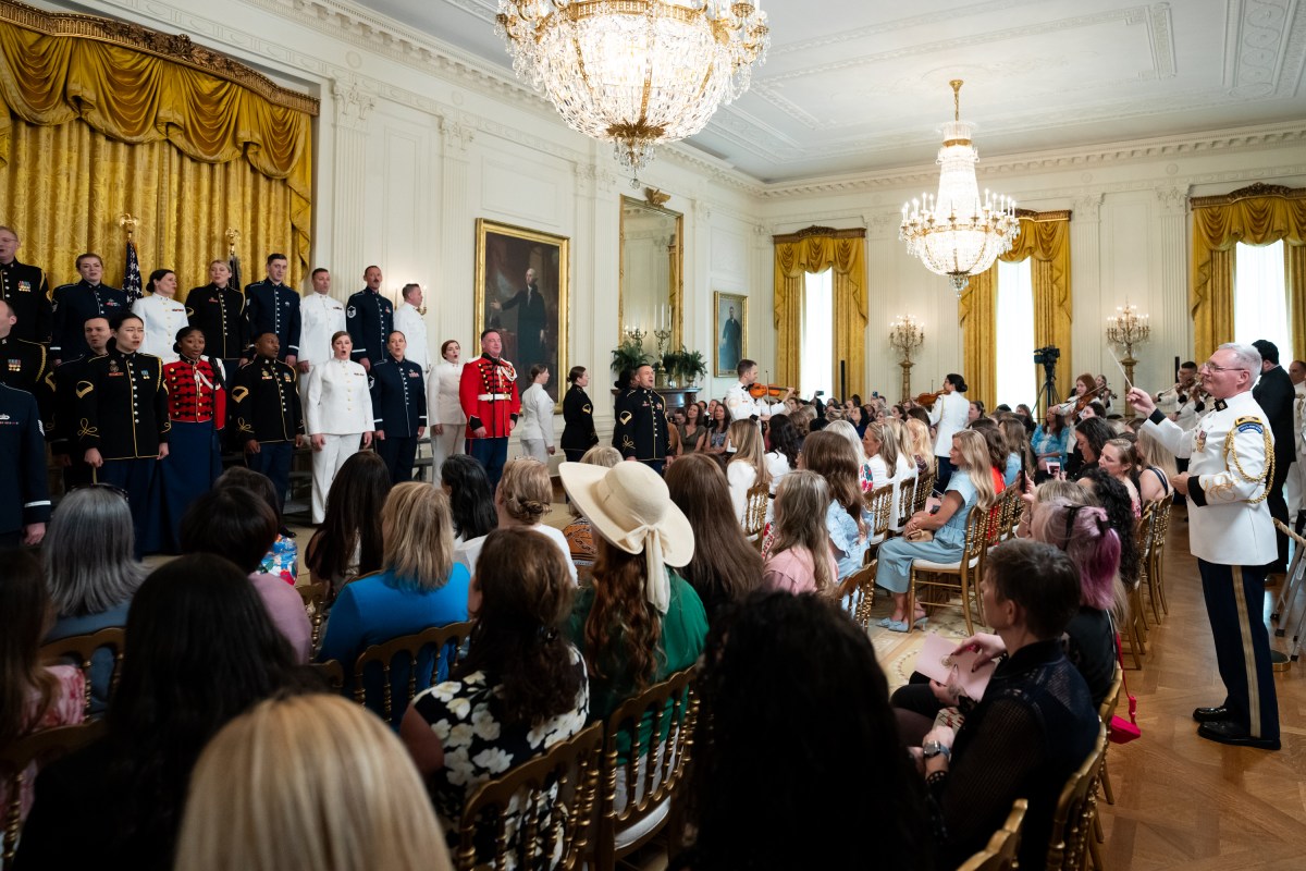 First Lady Melania Trump and President Donald Trump host a Celebration for Military Mothers event in the East Room, Thursday, May 8, 2025, at the White House.(Official White House Photo by Andrea Hanks)