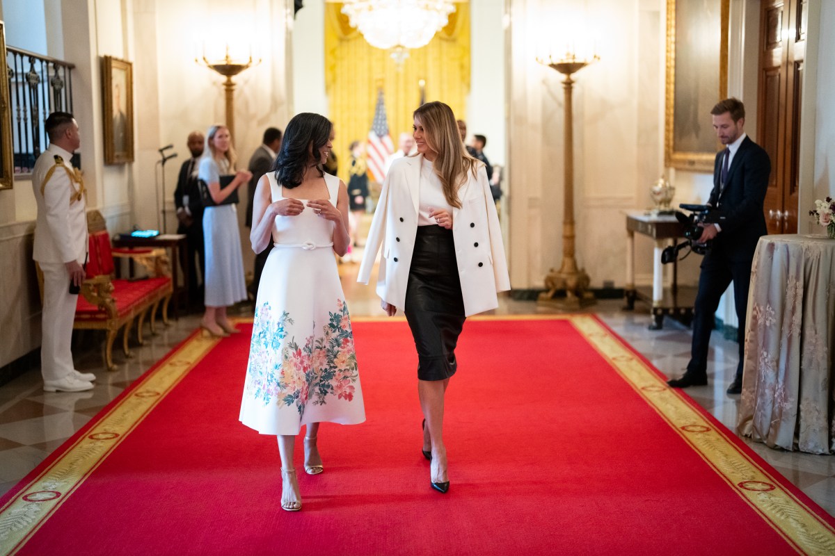 First Lady Melania Trump and President Donald Trump host a Celebration for Military Mothers event in the East Room, Thursday, May 8, 2025, at the White House.(Official White House Photo by Andrea Hanks)