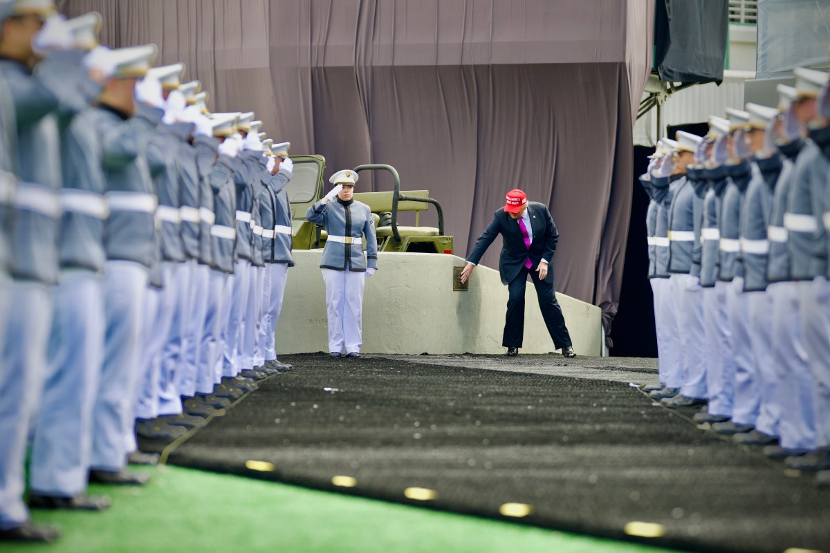 President Donald Trump arrives at Michie Stadium at West Point Military Academy, Saturday, May 24, 2025, to attend the commencement ceremony for the class of 2025. (Official White House Photo by Daniel Torok)