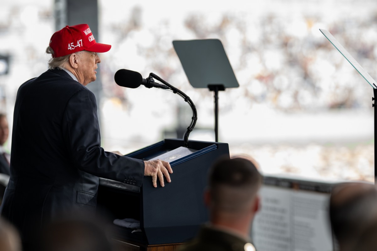 President Donald Trump delivers remarks at the 2025 U.S. Military Academy commencement at Michie Stadium, Saturday, May 24, 2025, in West Point, New York. (Official White House Photo by Daniel Torok)