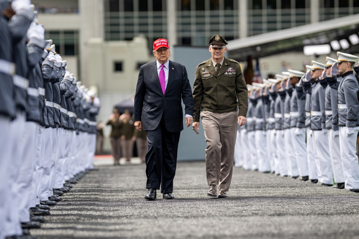 President Donald Trump leaves Michie Stadium after delivering remarks at the 2025 U.S. Military Academy commencement, Saturday, May 24, 2025, in West Point, New York. (Official White House Photo by Daniel Torok)