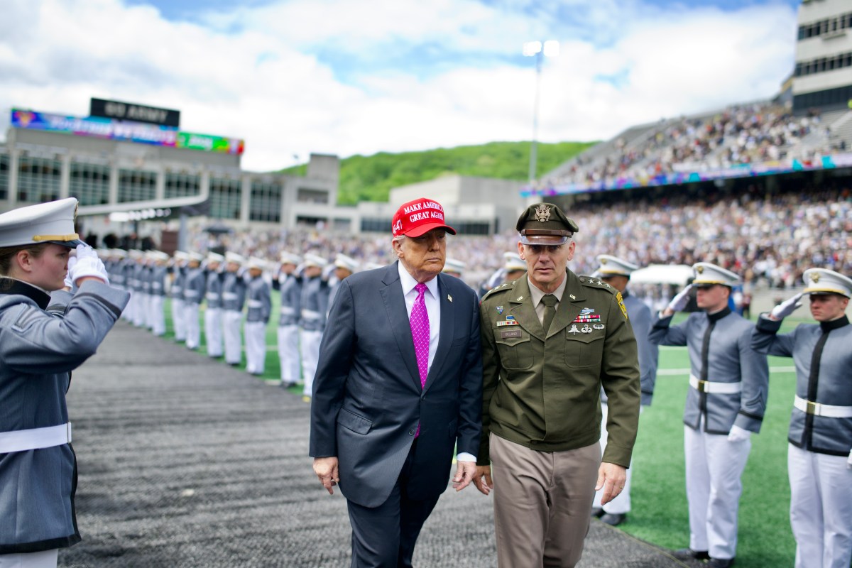 President Donald Trump leaves Michie Stadium after delivering remarks at the 2025 U.S. Military Academy commencement, Saturday, May 24, 2025, in West Point, New York. (Official White House Photo by Daniel Torok)