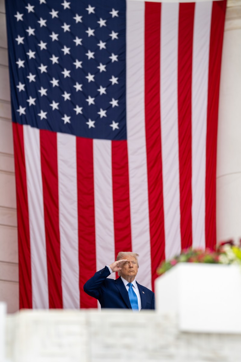 President Donald Trump participates in a Memorial Day ceremony at Arlington National Cemetery Amphitheater, Monday, May 26, 2025, in Arlington, Virginia. (Official White House Photo by Daniel Torok)