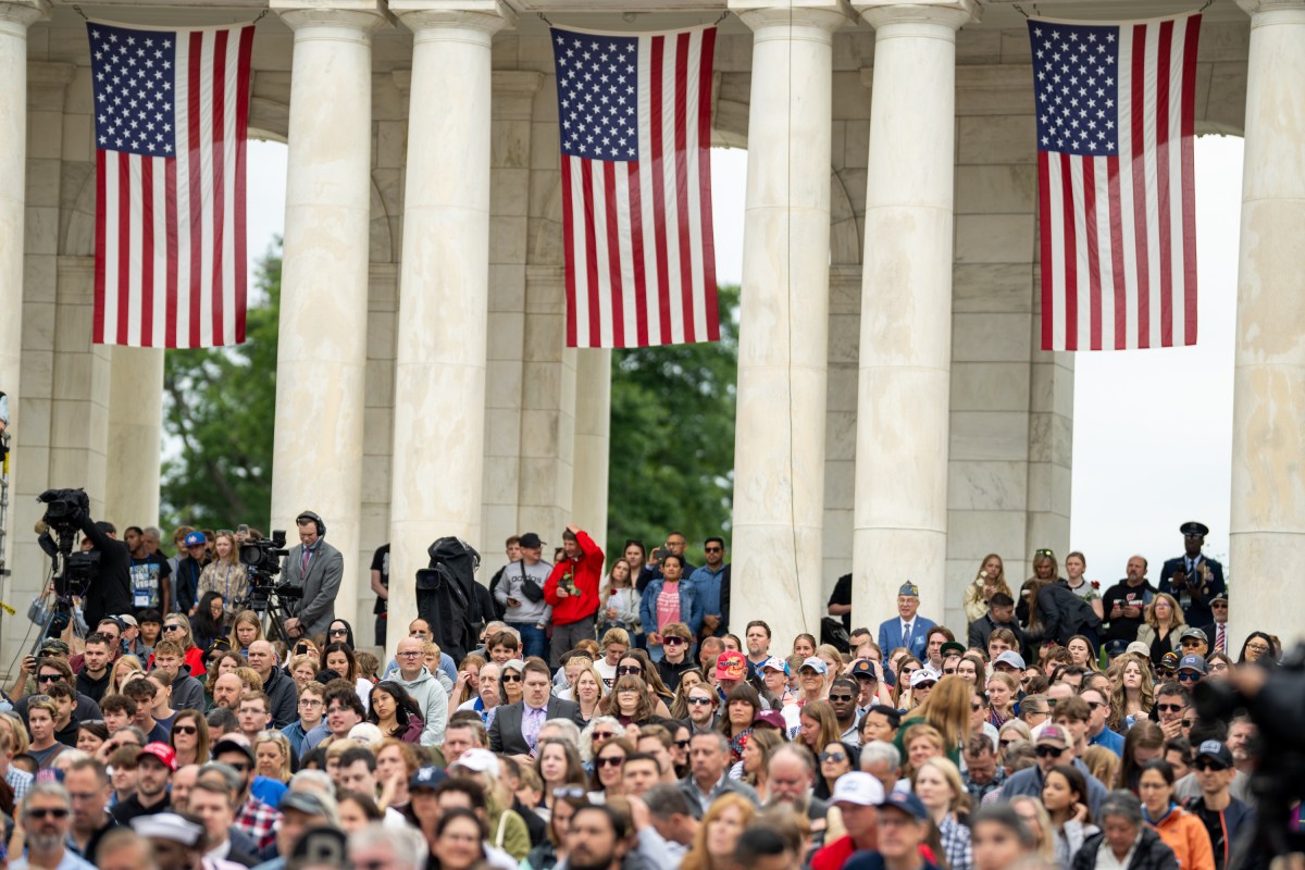 Scenes during the Memorial Day ceremony at Arlington National Cemetery Amphitheater, Monday, May 26, 2025, in Arlington, Virginia. (Official White House Photo by Daniel Torok)