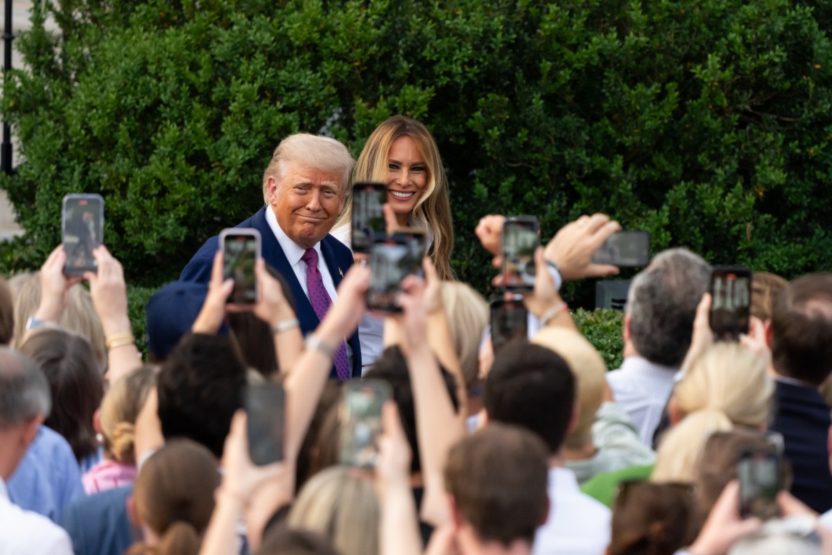 President Donald Trump and First Lady Melania Trump greet guests along the rope line at the Congressional Picnic, Thursday, June 12, 2025, on the South Lawn of the White House.(Official White House Photo by Andrea Hanks)