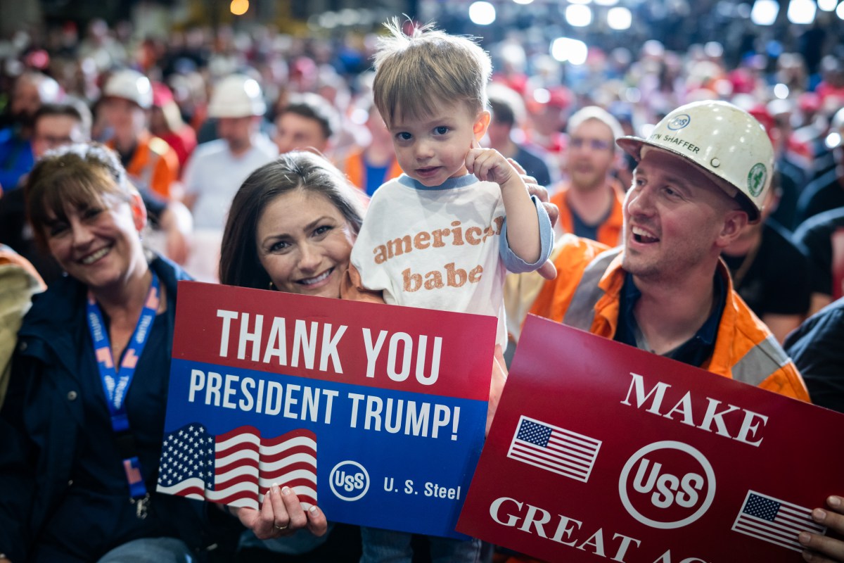 Crowds gathered to listen to President Donald Trump deliver remarks on a partnership deal with U.S. Steel and Nippon Steel at the U.S. Steel Corporation-Irvin Works in West Mifflin, Pennsylvania, Friday, May 30, 2025.(Official White House Photo by Daniel Torok)