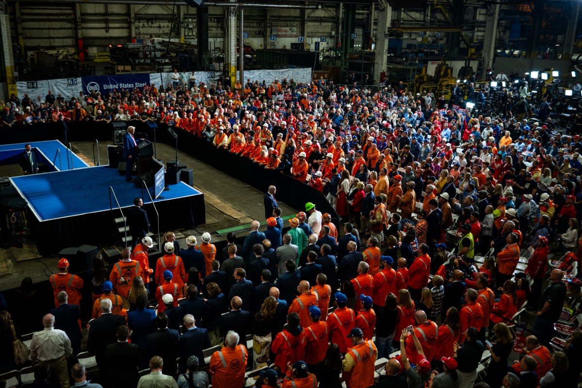 President Donald Trump delivers remarks on a partnership deal with U.S. Steel and Nippon Steel at the U.S. Steel Corporation-Irvin Works in West Mifflin, Pennsylvania, Friday, May 30, 2025. (Official White House Photo by Daniel Torok)