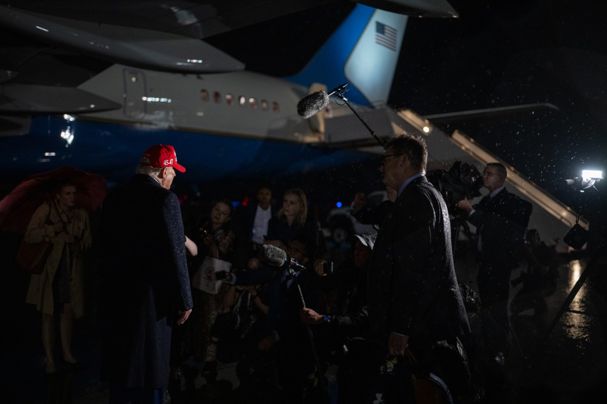 President Donald Trump speaks to members of the media after disembarking from Air Force One at Joint Base Andrews, Maryland after a trip to Pennsylvania, Friday, May 30, 2025. (Official White House Photo by Daniel Torok)