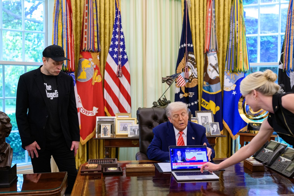 President Donald Trump participates in a press conference with departing DOGE adviser Elon Musk, Friday, May 30, 2025, in the Oval Office. (Official White House Photo by Molly Riley)