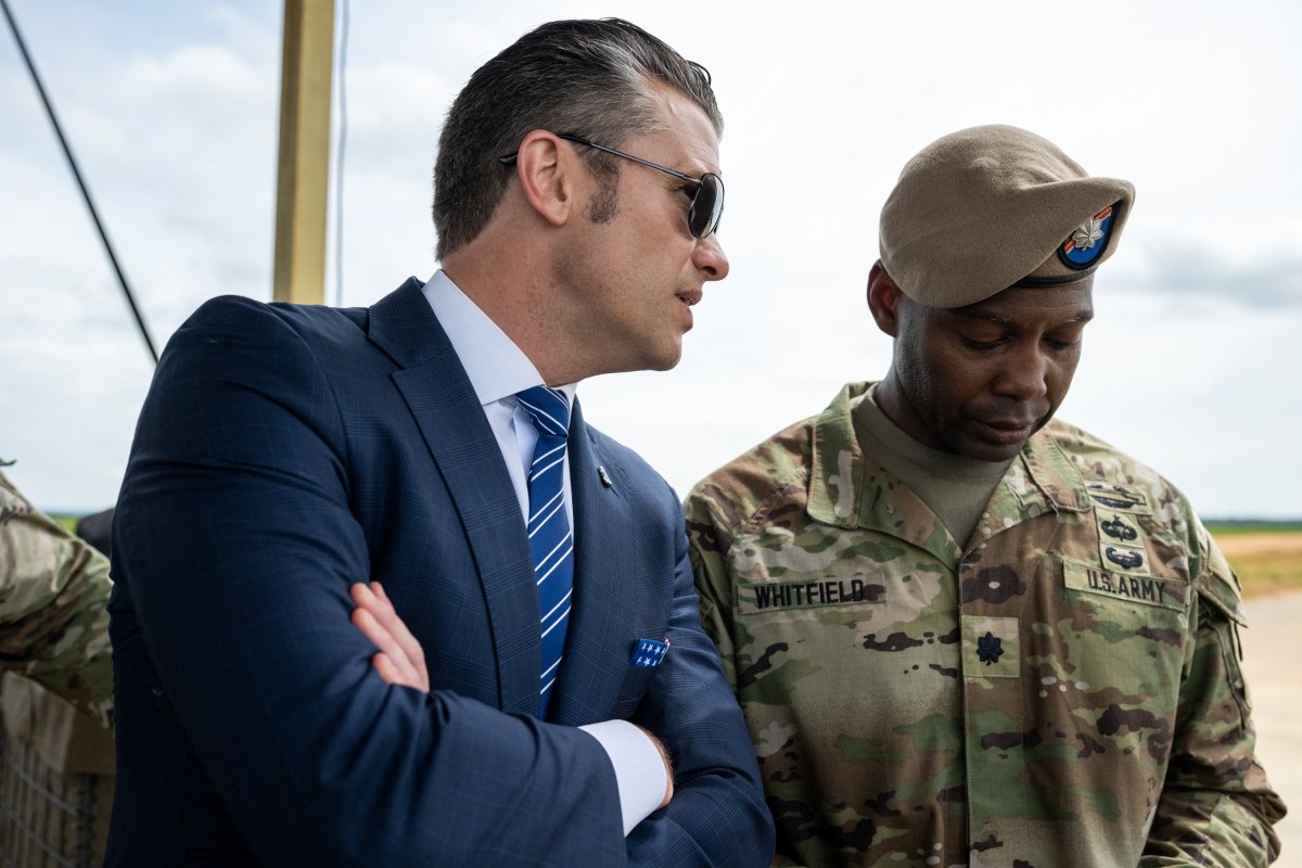 President Donald Trump observes a military demonstration at Fort Bragg, North Carolina on Tuesday, June 10, 2025, during a visit to commemorate the 250th anniversary of the U.S. Army. (Official White House Photo by Daniel Torok)