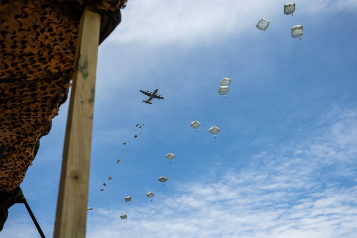 President Donald Trump observes a military demonstration at Fort Bragg, North Carolina on Tuesday, June 10, 2025, during a visit to commemorate the 250th anniversary of the U.S. Army. (Official White House Photo by Daniel Torok)
