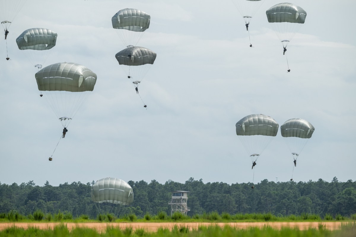 President Donald Trump observes a military demonstration at Fort Bragg, North Carolina on Tuesday, June 10, 2025, during a visit to commemorate the 250th anniversary of the U.S. Army. (Official White House Photo by Daniel Torok)