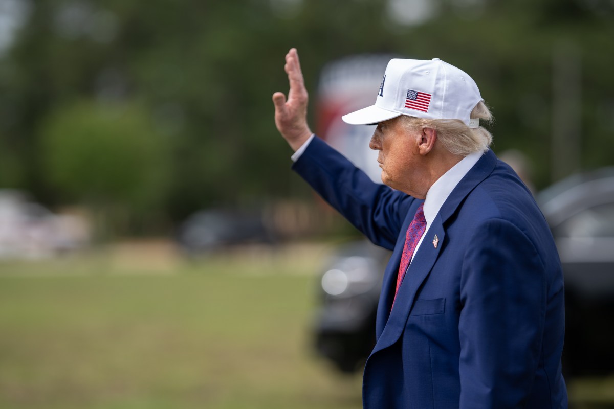 President Donald Trump waves to members of the military before delivering remarks at Fort Bragg, North Carolina on Tuesday, June 10, 2025, during a visit to commemorate the 250th anniversary of the U.S. Army.(Official White House Photo by Daniel Torok)