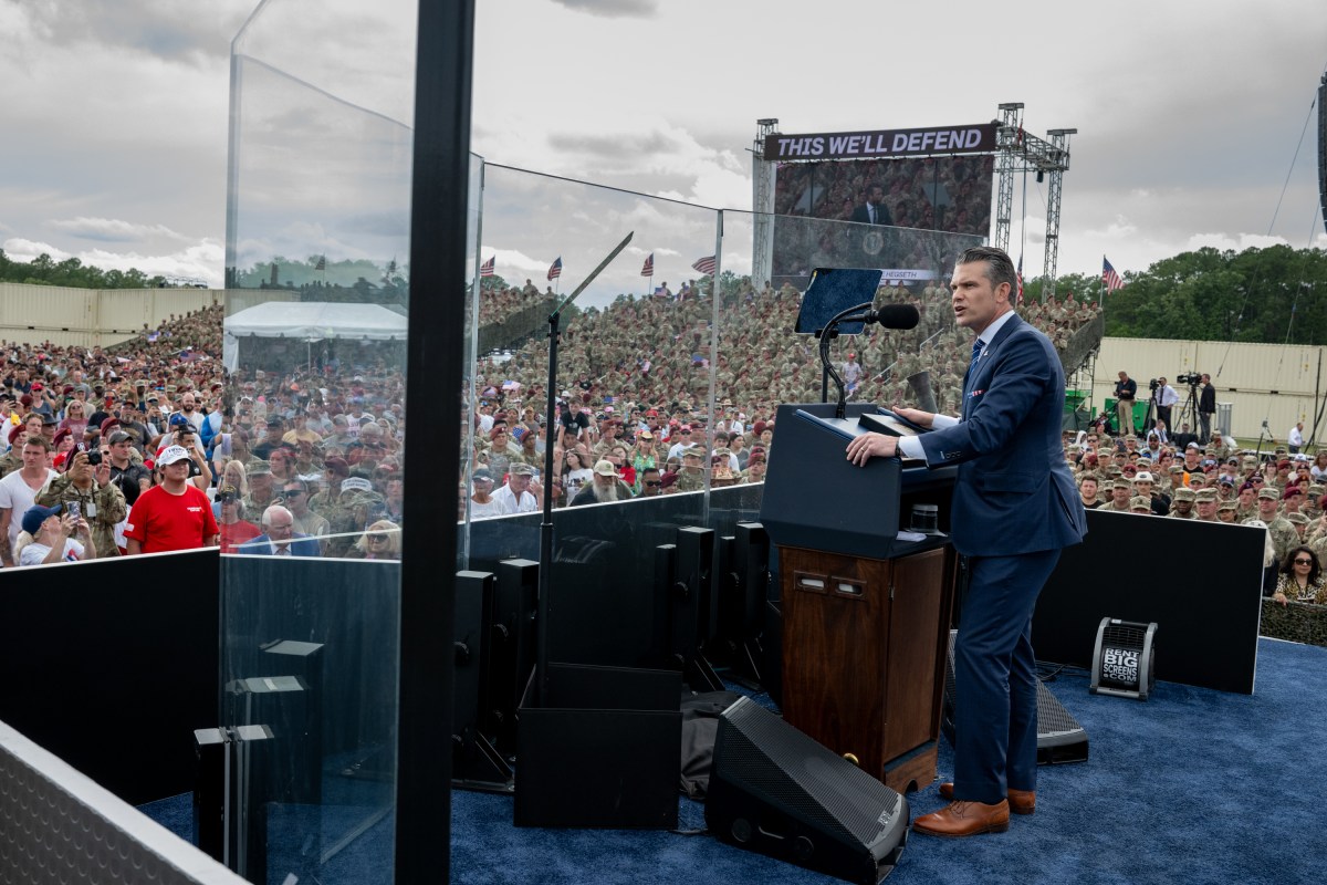 Secretary of Defense Pete Hegseth delivers remarks at Fort Bragg, North Carolina on Tuesday, June 10, 2025, during a visit to commemorate the 250th anniversary of the U.S. Army. (Official White House Photo by Daniel Torok)
