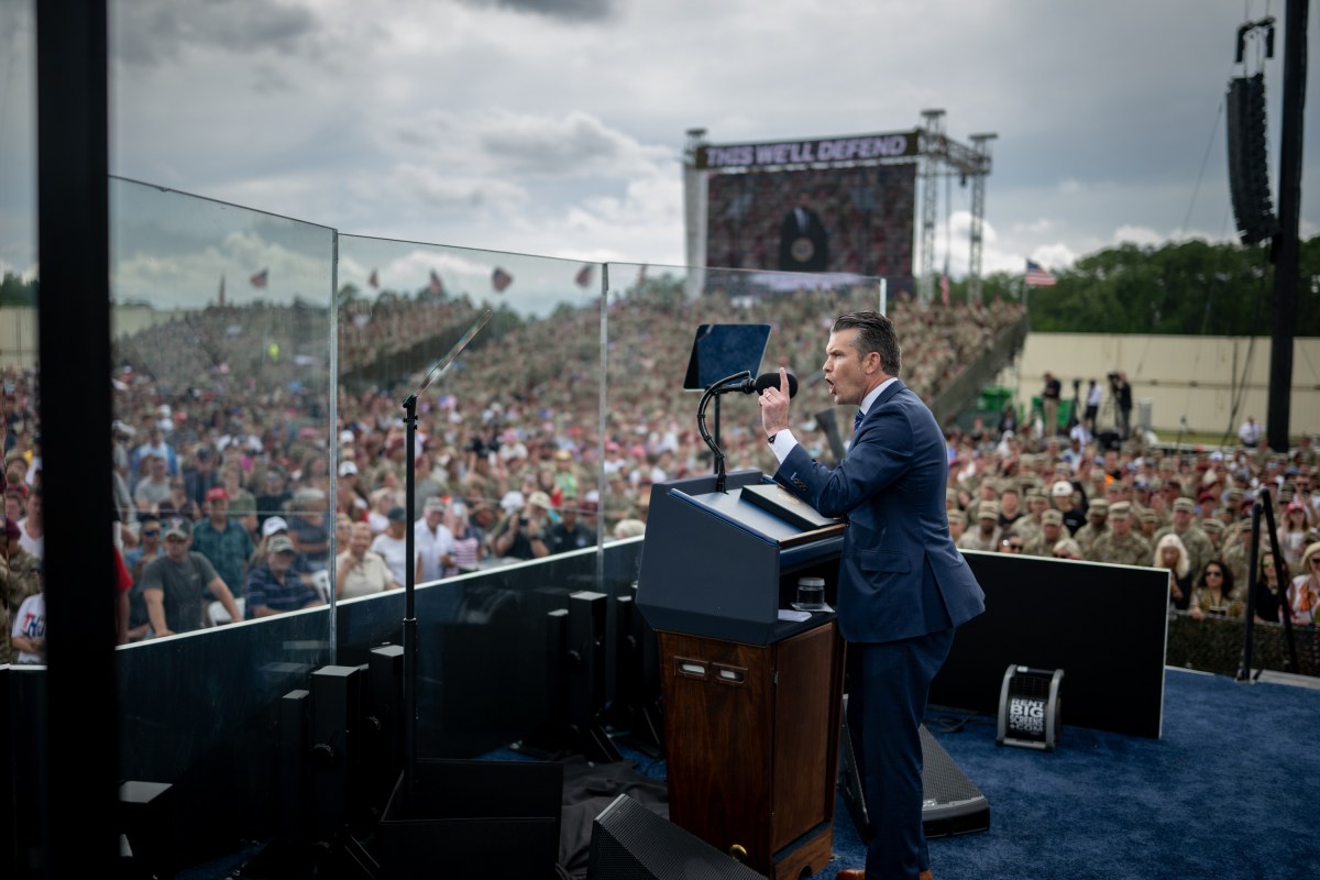 Secretary of Defense Pete Hegseth delivers remarks at Fort Bragg, North Carolina on Tuesday, June 10, 2025, during a visit to commemorate the 250th anniversary of the U.S. Army. (Official White House Photo by Daniel Torok)