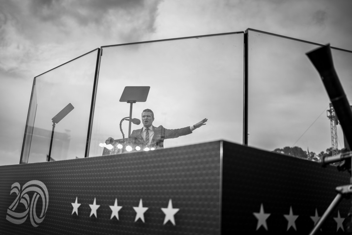 Secretary of Defense Pete Hegseth delivers remarks at Fort Bragg, North Carolina on Tuesday, June 10, 2025, during a visit to commemorate the 250th anniversary of the U.S. Army. (Official White House Photo by Daniel Torok)