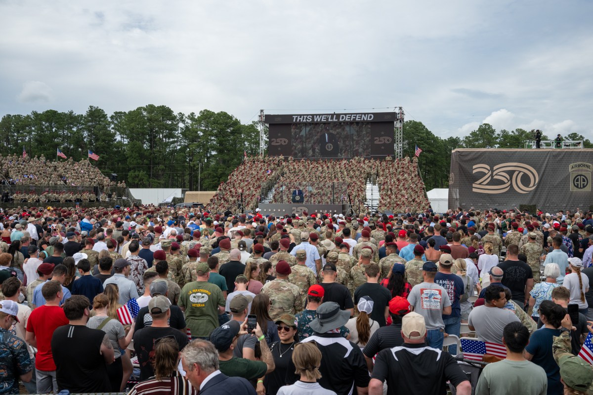 President Donald Trump delivers remarks at Fort Bragg, North Carolina on Tuesday, June 10, 2025, during a visit to commemorate the 250th anniversary of the U.S. Army. (Official White House Photo by Daniel Torok)