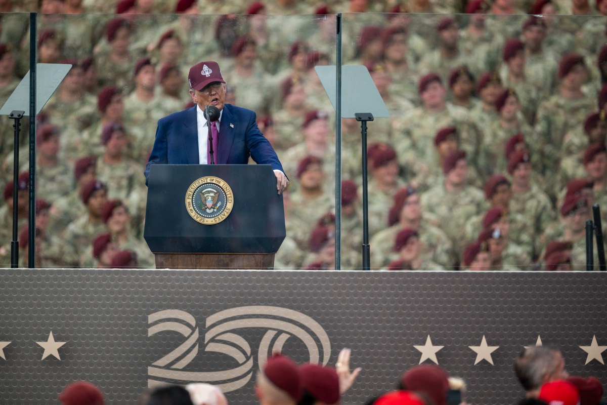 President Donald Trump delivers remarks at Fort Bragg, North Carolina on Tuesday, June 10, 2025, during a visit to commemorate the 250th anniversary of the U.S. Army. (Official White House Photo by Daniel Torok)