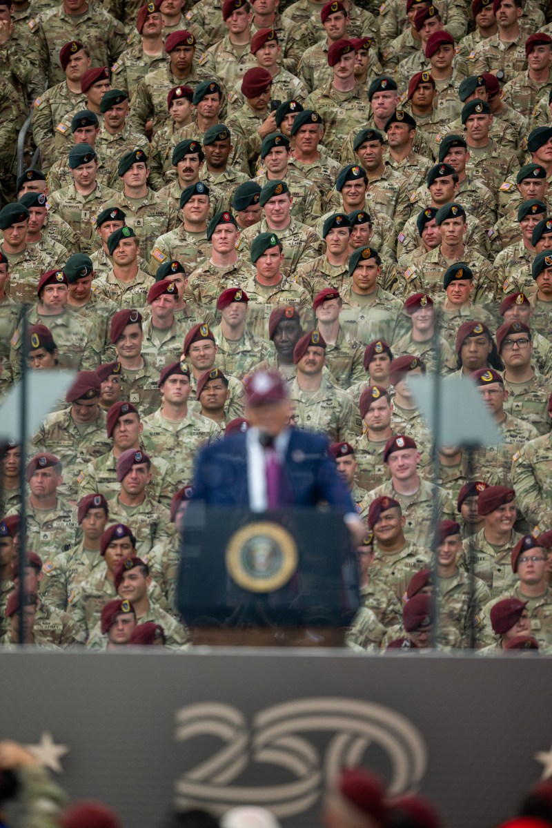 President Donald Trump delivers remarks at Fort Bragg, North Carolina on Tuesday, June 10, 2025, during a visit to commemorate the 250th anniversary of the U.S. Army. (Official White House Photo by Daniel Torok)