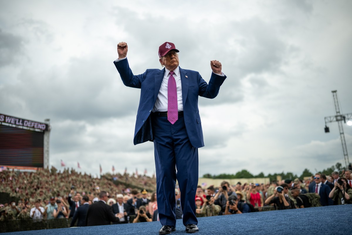 President Donald Trump gestures to the crowd after delivering remarks at Fort Bragg, North Carolina on Tuesday, June 10, 2025, during a visit to commemorate the 250th anniversary of the U.S. Army. (Official White House Photo by Daniel Torok)