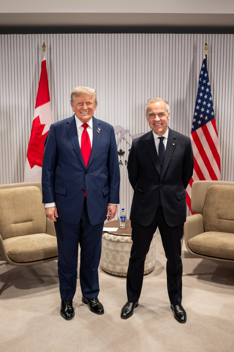 President Donald Trump participates in a bilateral meeting with Canadian Prime Minister Mark Carney during the G7 Summit, Monday, June 16, 2025, in Kananaskis, Alberta, Canada. (Official White House Photo by Daniel Torok)