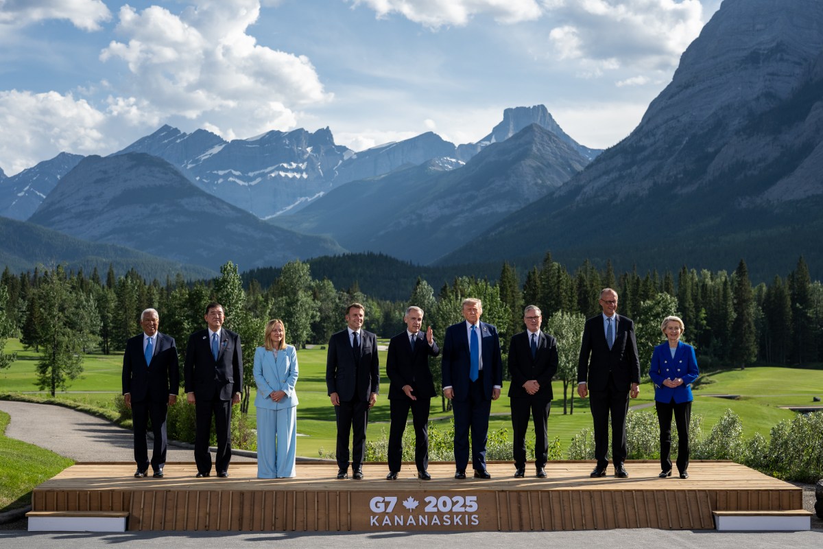 President Donald Trump takes part in the traditional family photo during the G7 summit at the Pomeroy Kananaskis Mountain Lodge, Monday, June 16, 2025, in Kananaskis, Alberta, Canada. (Official White House Photo by Daniel Torok)