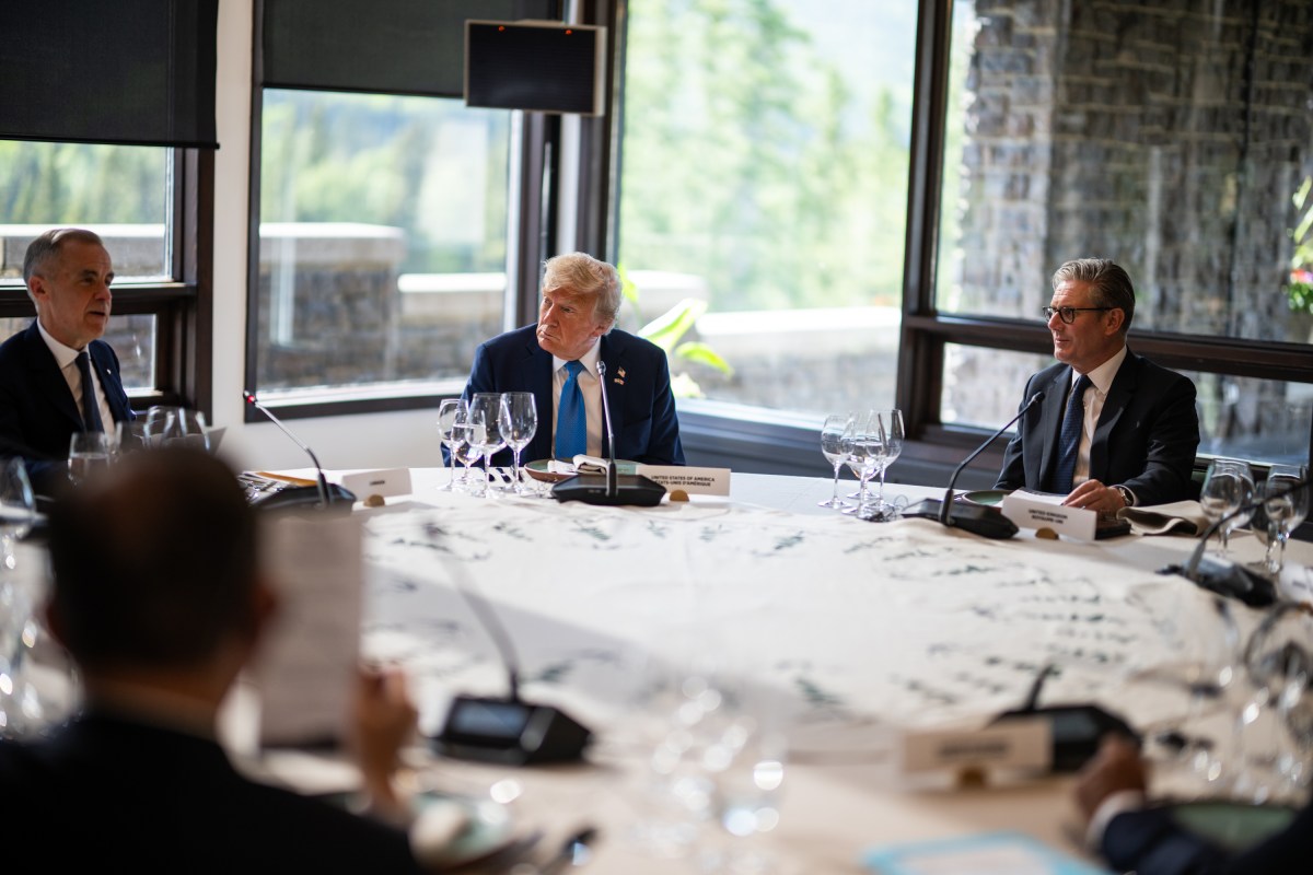 President Donald Trump takes part in the group dinner during the G7 summit, Monday, June 16, 2025, in Kananaskis, Alberta, Canada. (Official White House Photo by Daniel Torok)