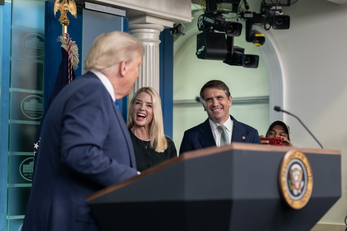 President Donald Trump holds a press conference with Attorney General Pam Bondi and Deputy Attorney General Todd Blanche in the James S. Brady Press Briefing Room on Friday, June 27, 2025. (Official White House Photo by Molly Riley)