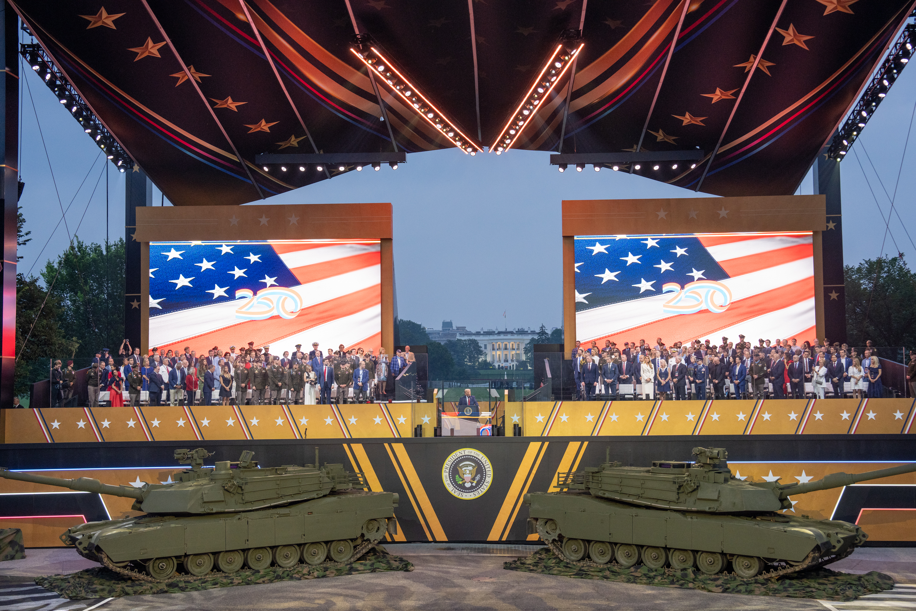 President Donald Trump, First Lady Melania Trump, Vice President JD Vance and Usha Vance attend the 250th Anniversary of the U.S. Army Grand Parade and Celebration, Saturday, June 14, 2025, in Washington, D.C. (Official White House Photo by Emily J. Higgins.)