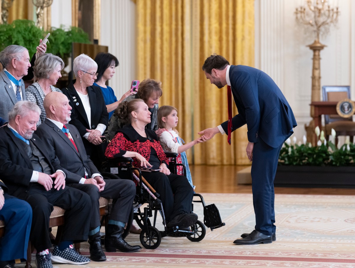 President Donald Trump meets with Medal of Honor recipients for National Medal of Honor Day, Tuesday, March 25, 2025, in the East Room of the White House. (Official White House Photo by Molly Riley)