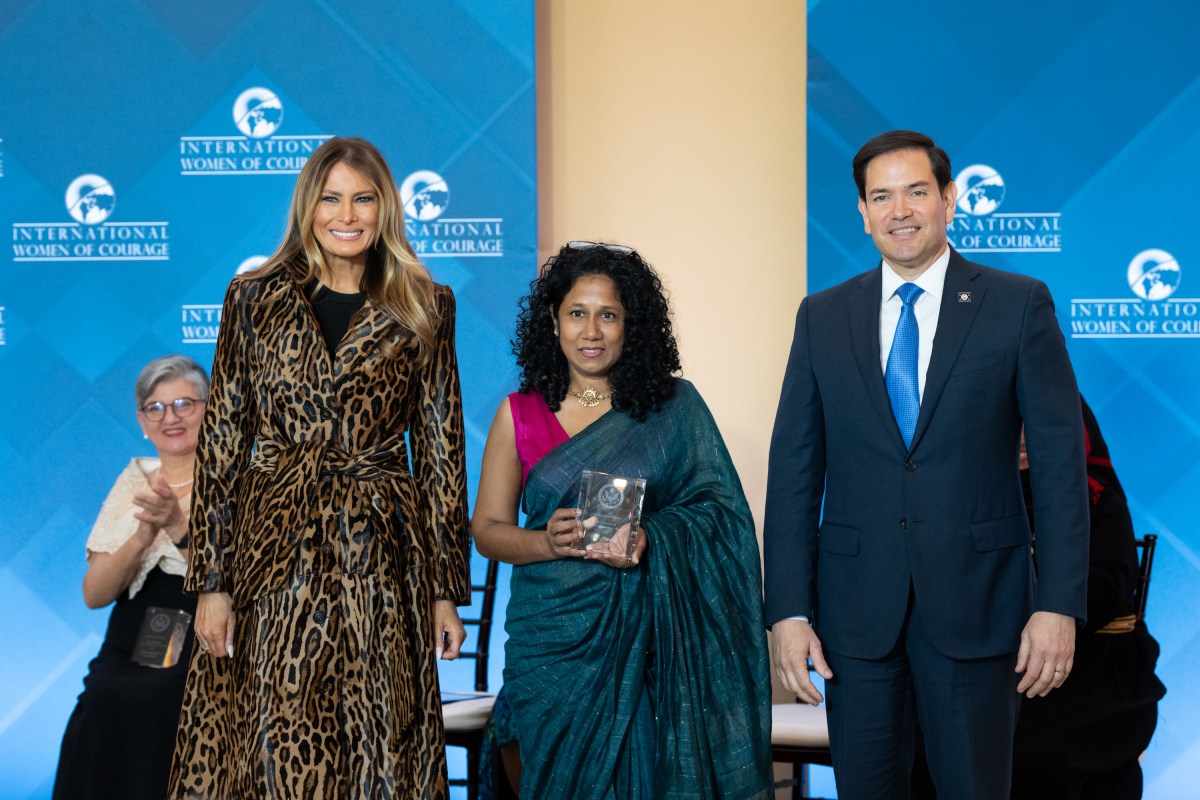 First Lady Melania Trump poses for photos with awardees at the 19th International Women of Courage Awards Ceremony, Tuesday, April 1, 2025, at the U.S. Department of State in Washington, D.C. (Official White House Photo by Andrea Hanks)