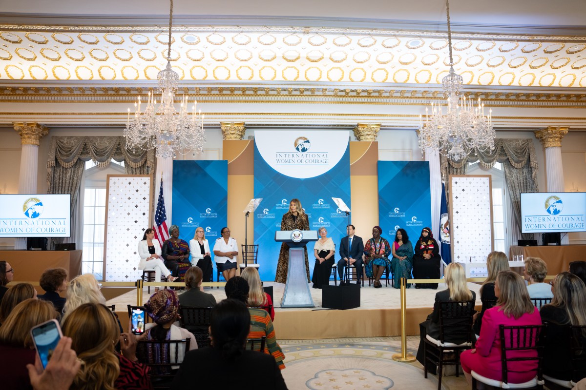 First Lady Melania Trump delivers remarks at the 19th International Women of Courage Awards Ceremony, Tuesday, April 1, 2025, at the U.S. Department of State in Washington, D.C. (Official White House Photo by Andrea Hanks)