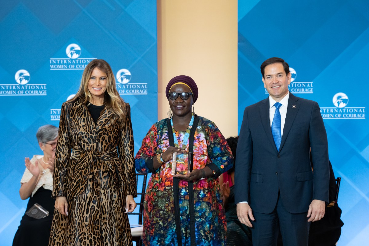First Lady Melania Trump poses for photos with awardees at the 19th International Women of Courage Awards Ceremony, Tuesday, April 1, 2025, at the U.S. Department of State in Washington, D.C. (Official White House Photo by Andrea Hanks)