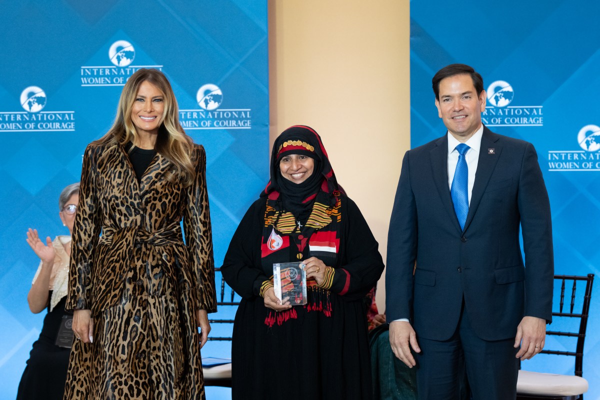 First Lady Melania Trump poses for photos with awardees at the 19th International Women of Courage Awards Ceremony, Tuesday, April 1, 2025, at the U.S. Department of State in Washington, D.C. (Official White House Photo by Andrea Hanks)