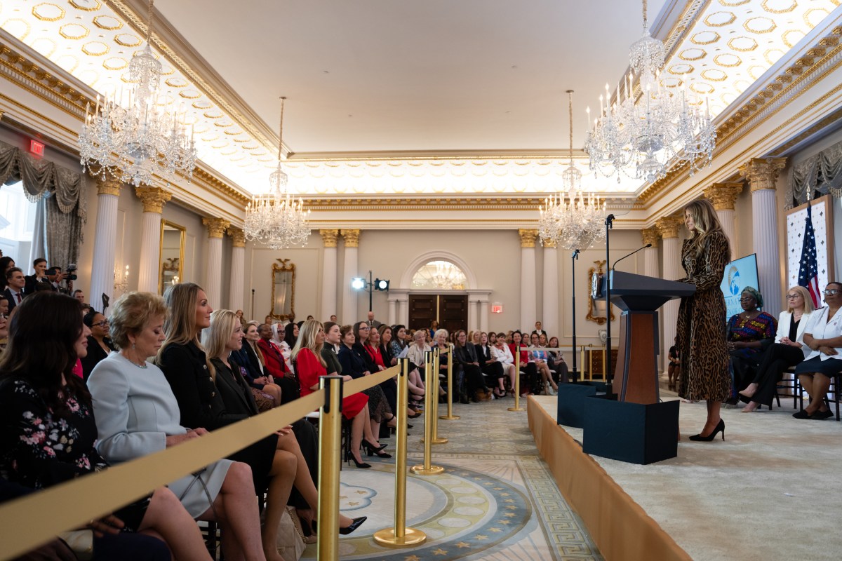 First Lady Melania Trump delivers remarks at the 19th International Women of Courage Awards Ceremony, Tuesday, April 1, 2025, at the U.S. Department of State in Washington, D.C. (Official White House Photo by Andrea Hanks)