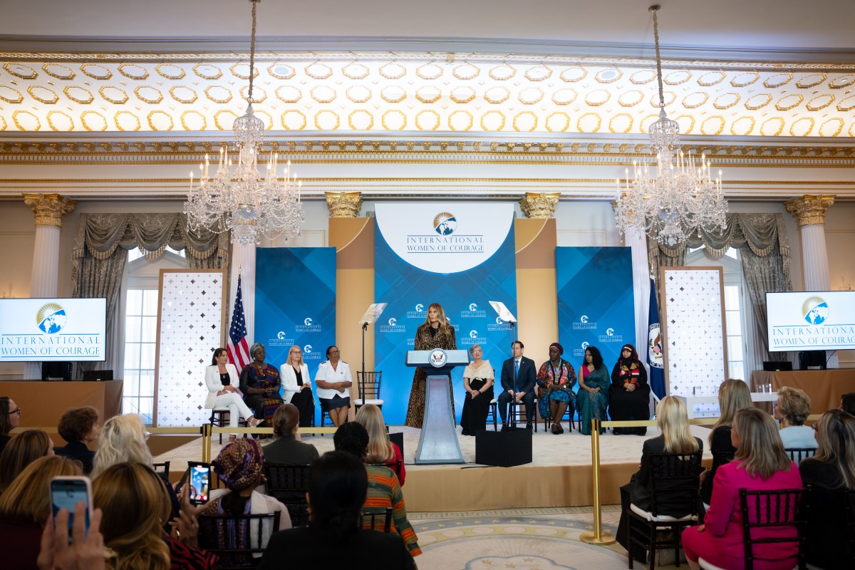 First Lady Melania Trump delivers remarks at the 19th International Women of Courage Awards Ceremony, Tuesday, April 1, 2025, at the U.S. Department of State in Washington, D.C. (Official White House Photo by Andrea Hanks)
