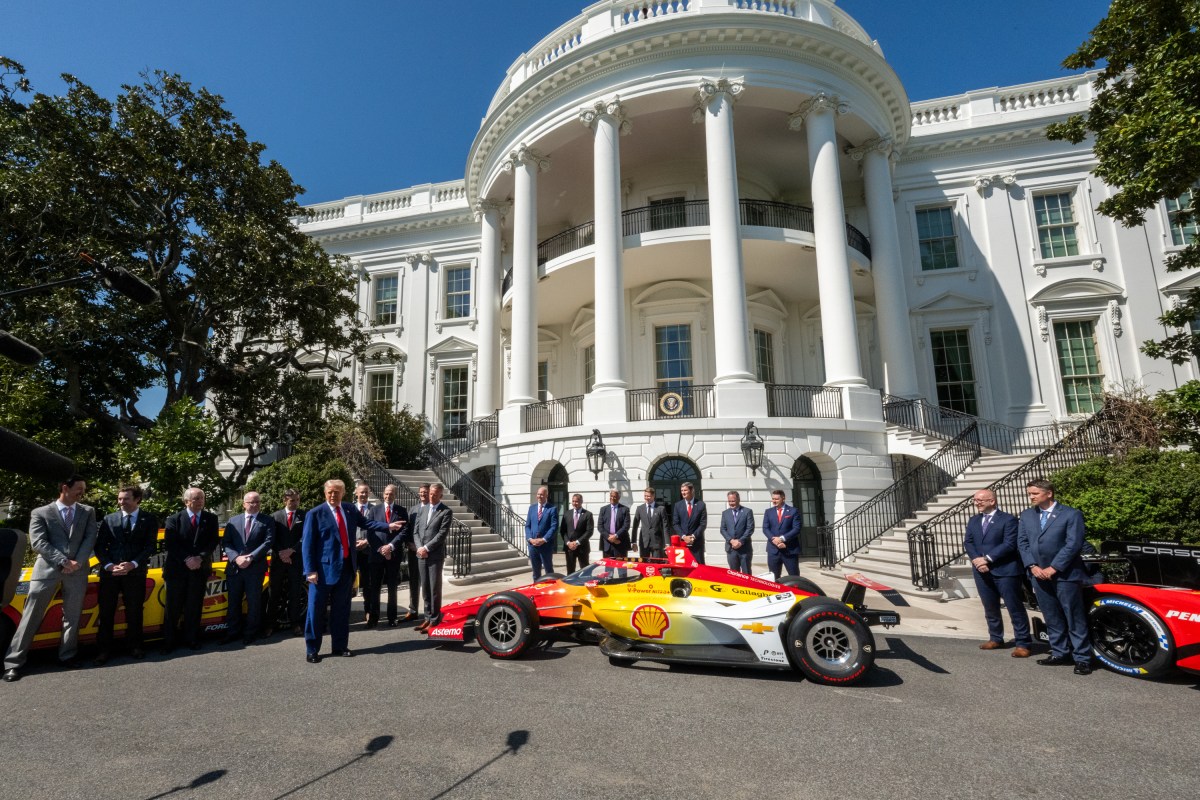 President Donald Trump participates in a photo opportunity with 2024 NASCAR Cup Series Champion Joey Logano and other racing champions, Wednesday, April 9, 2025, at the South Portico of the White House. (Official White House Photo by Joyce N. Boghosian)