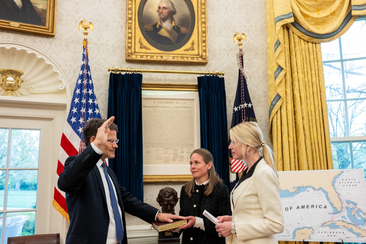 President Donald Trump participates in the swearing-in ceremony for Solicitor General Dean John Sauer, Thursday, April 10, 2025, in the Oval Office. (Official White House Photo by Joyce N. Boghosian)