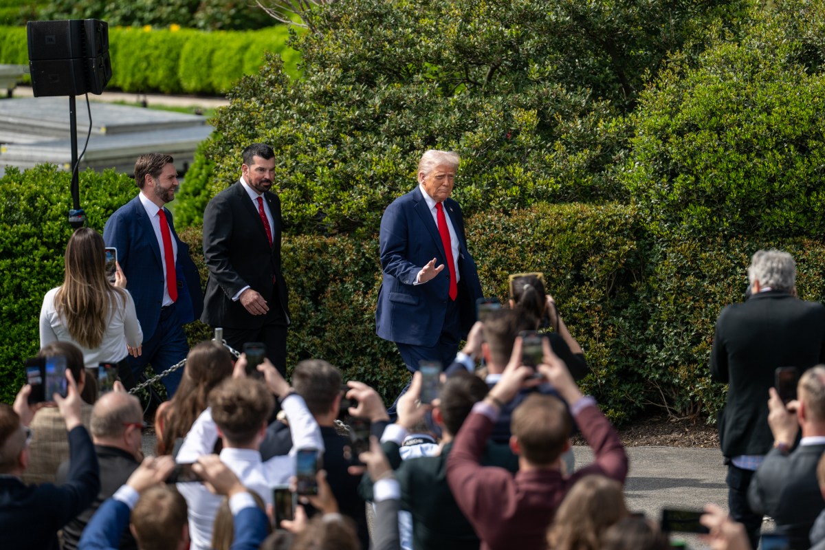 President Donald Trump delivers remarks at an event celebrating the 2025 College Football National Champion Ohio State University Buckeyes, Monday, April 14, 2025, at the South Portico of the White House. (Official White House Photo by Molly Riley)